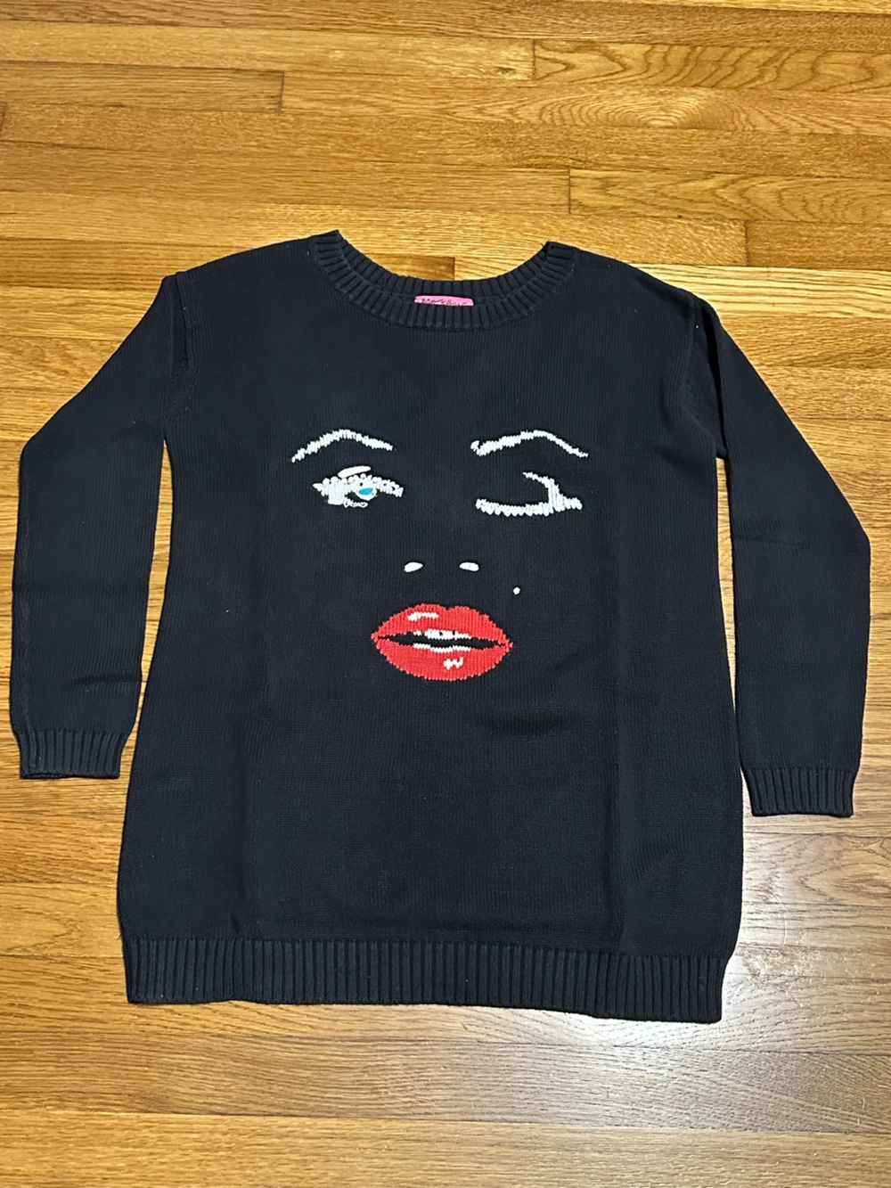 Vintage Betsey Johnson Marilyn Monroe Wink Sweater Dress Tunic Top